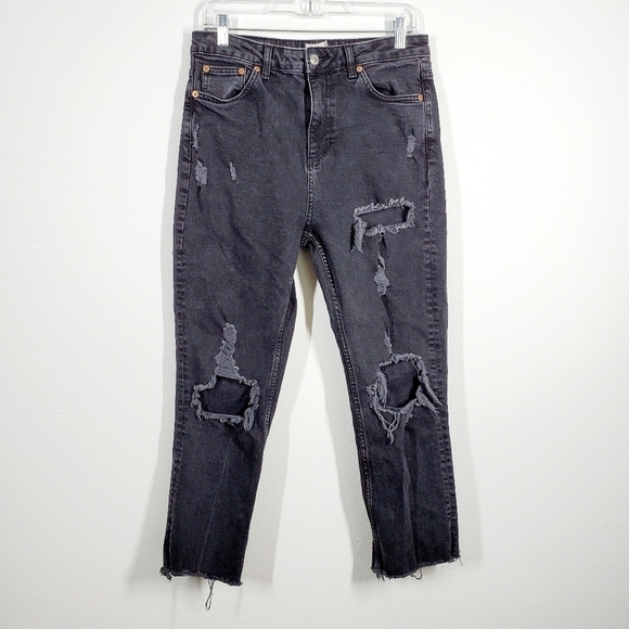 Topshop Denim - TOPSHOP MOTO HAYDEN DISTRESSED STRAIGHT LEG JEANS